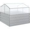 Upphöjd odlingslåda med växthus silver vidaXL 100 x 100 x 85 cm – miniatyr 2