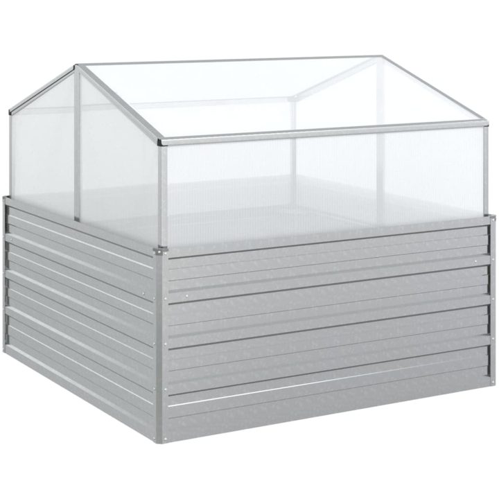 Upphöjd odlingslåda med växthus silver vidaXL 100 x 100 x 85 cm – bild 2