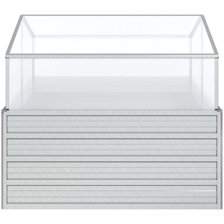 Upphöjd odlingslåda med växthus silver vidaXL 100 x 100 x 85 cm – bild 4