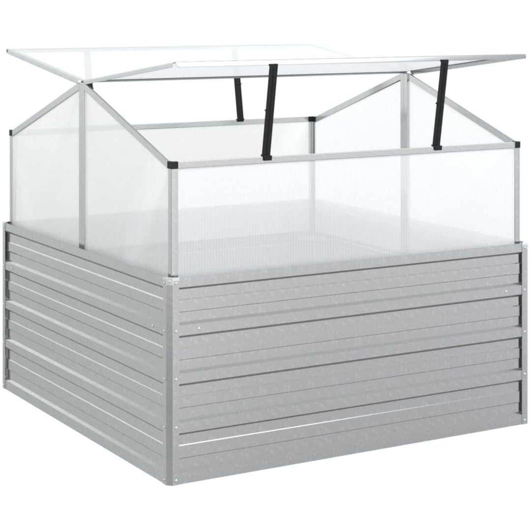 Upphöjd odlingslåda med växthus silver vidaXL 100 x 100 x 85 cm – bild 6