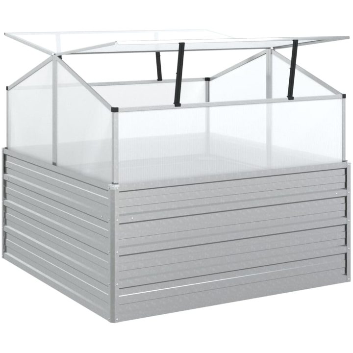 Upphöjd odlingslåda med växthus silver vidaXL 100 x 100 x 85 cm – bild 6