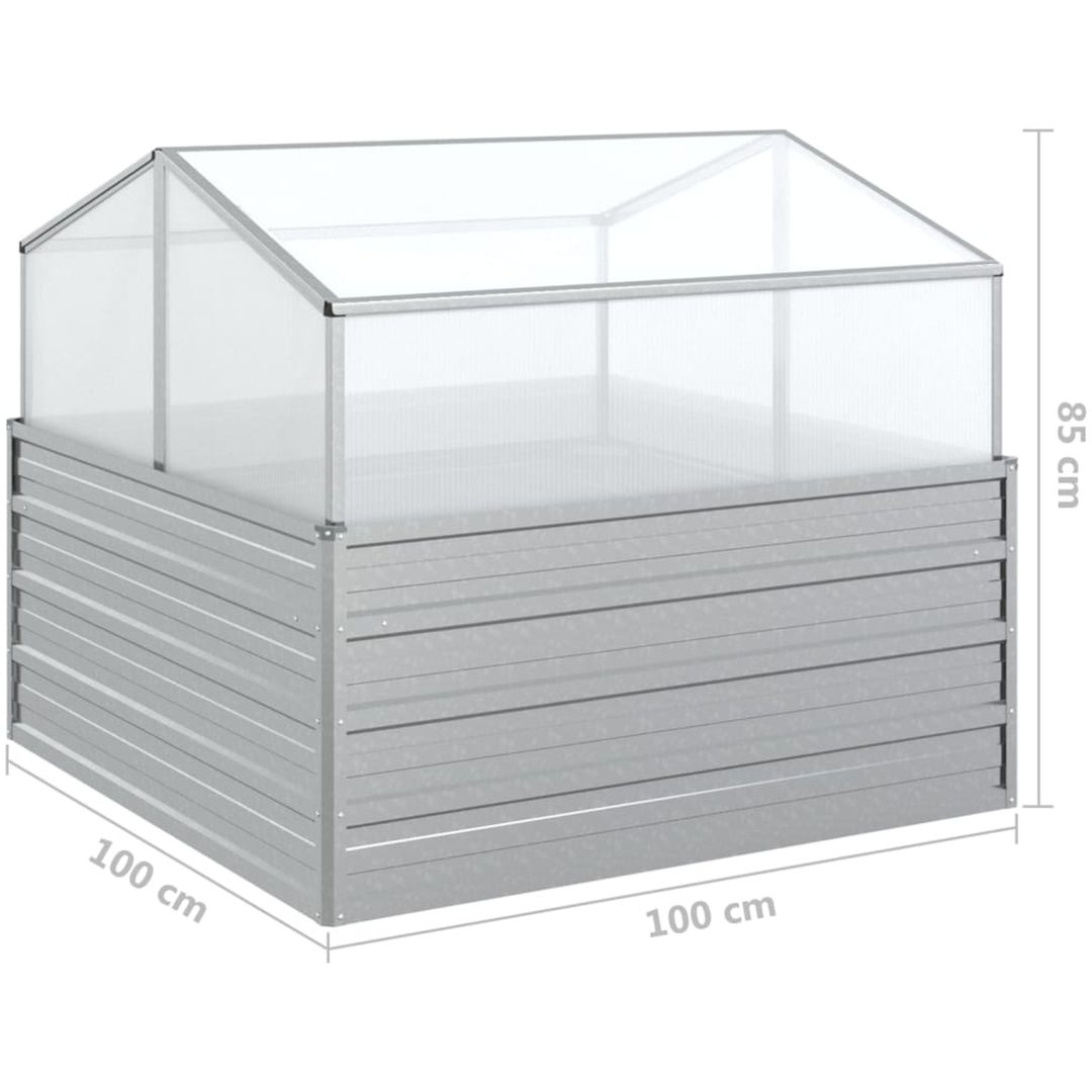 Upphöjd odlingslåda med växthus silver vidaXL 100 x 100 x 85 cm – bild 8