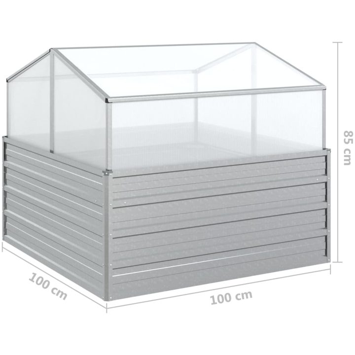 Upphöjd odlingslåda med växthus silver vidaXL 100 x 100 x 85 cm – bild 8