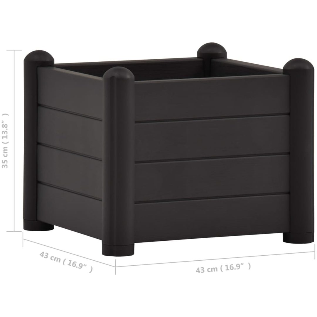 Upphöjd odlingslåda PP antracit vidaXL 43 x 43 x 35 cm – bild 5