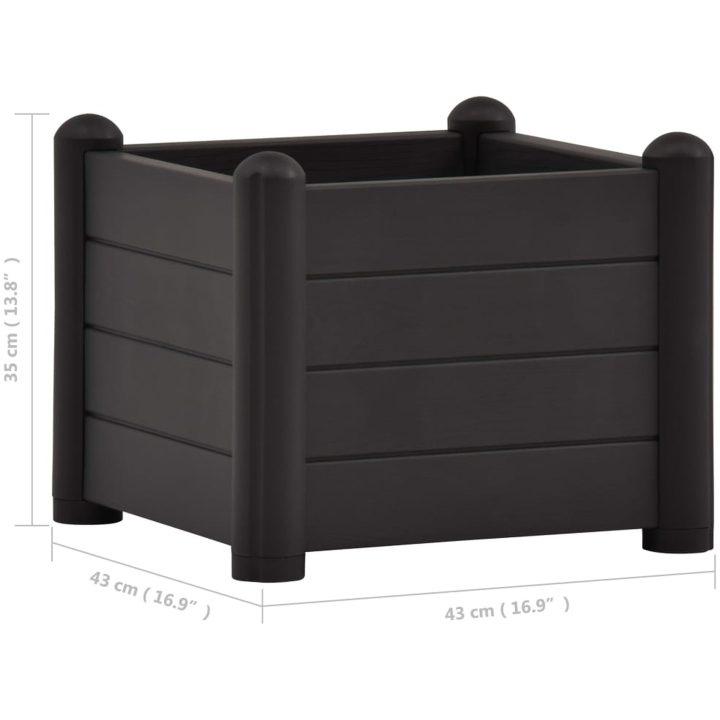 Upphöjd odlingslåda PP antracit vidaXL 43 x 43 x 35 cm – bild 5