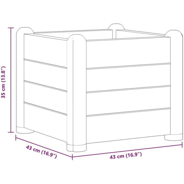 Upphöjd odlingslåda PP stengrå vidaXL 43 x 43 x 35 cm – bild 5