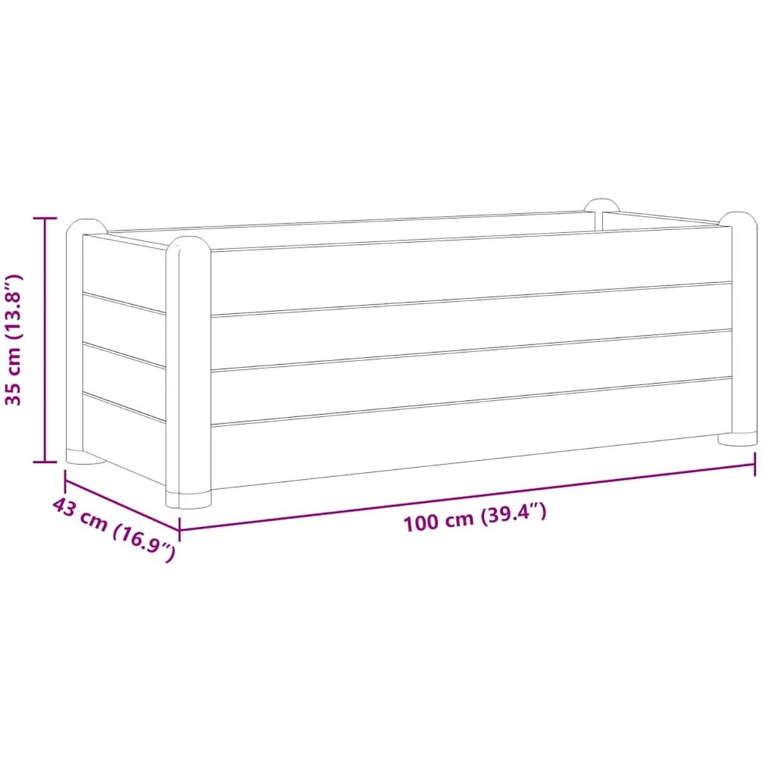 Upphöjd odlingslåda PP vit vidaXL 100 x 43 x 35 cm – bild 6