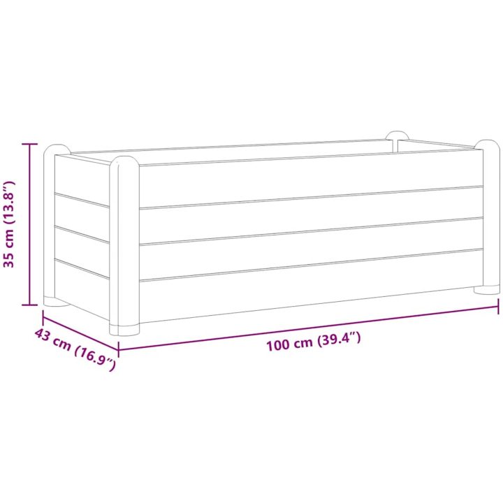 Upphöjd odlingslåda PP vit vidaXL 100 x 43 x 35 cm – bild 6
