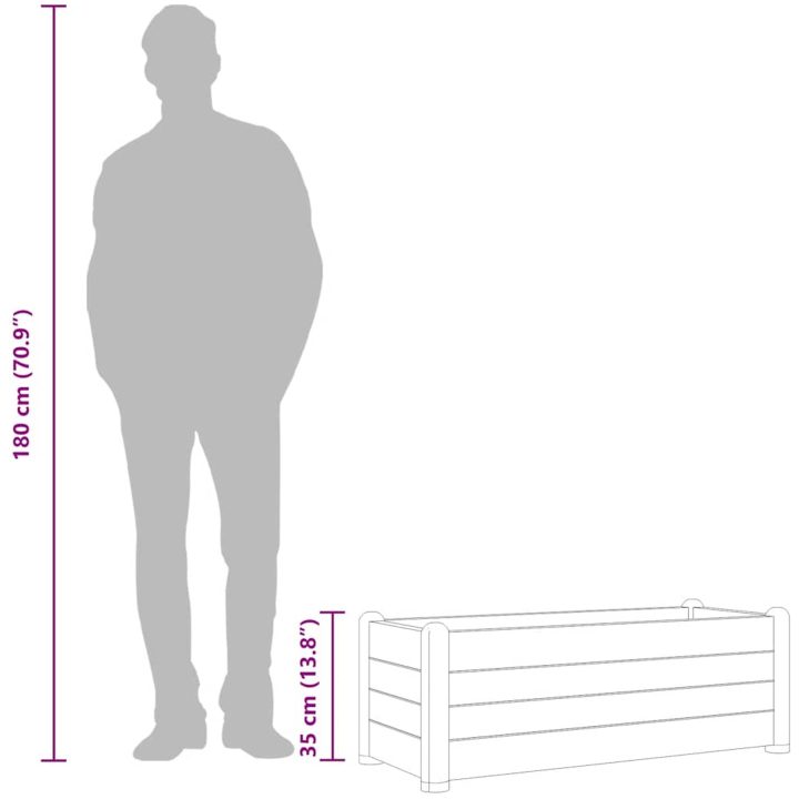 Upphöjd odlingslåda PP vit vidaXL 100 x 43 x 35 cm – bild 7