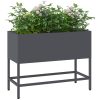Upphöjd Trädgårdsplanterare Antracit Stål vidaXL 60 x 26 x 45 cm – miniatyr 3