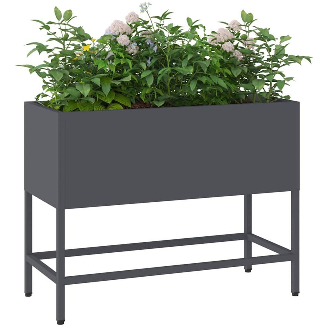 Upphöjd Trädgårdsplanterare Antracit Stål vidaXL 60 x 26 x 45 cm – bild 3