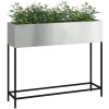 Upphöjd Trädgårdsplanterare Galvaniserad Stål vidaXL 100 x 26 x 82 cm – miniatyr 3