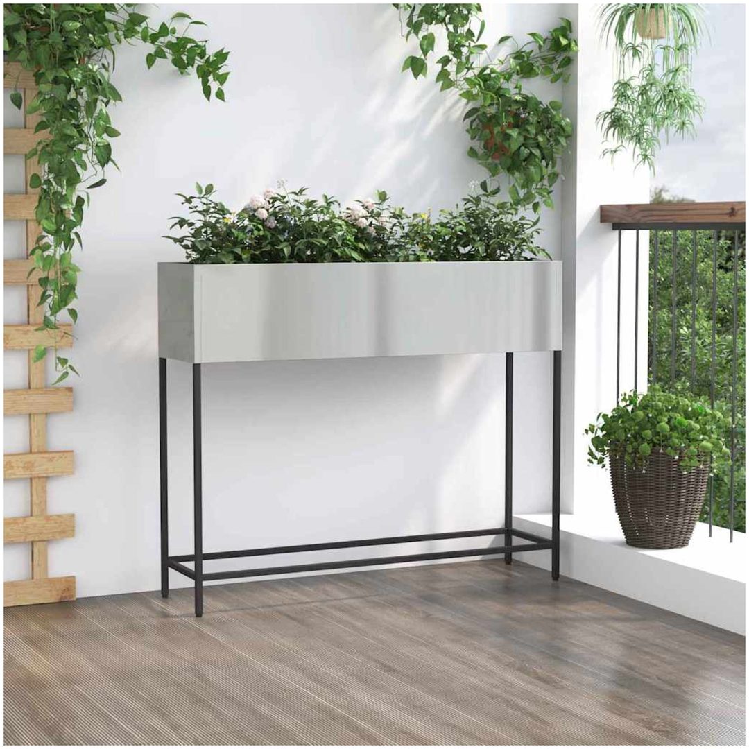 Upphöjd Trädgårdsplanterare Galvaniserad Stål vidaXL 100 x 26 x 82 cm – bild 4