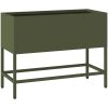 Upphöjd Trädgårdsplanterare Olivgrön Stål vidaXL 60 x 26 x 45 cm – miniatyr 2