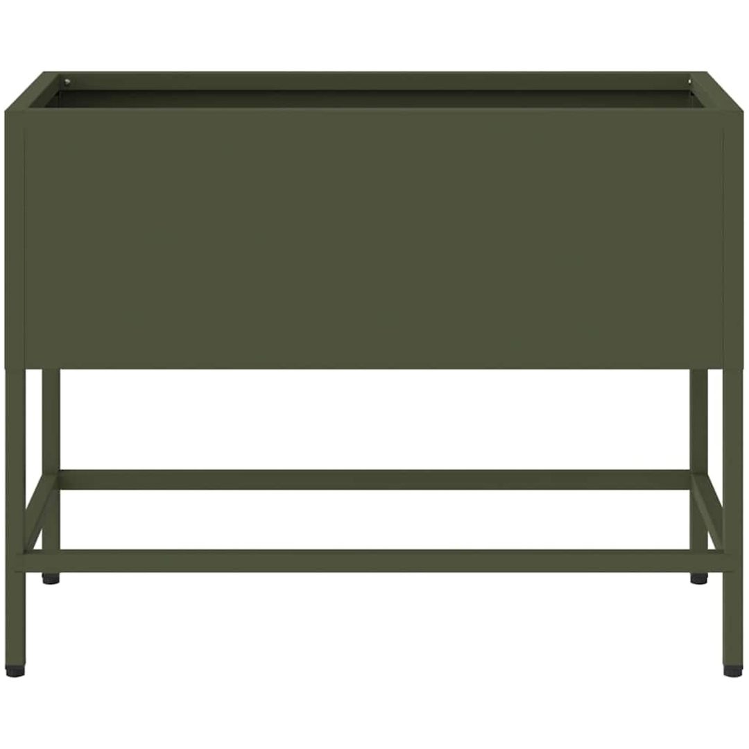 Upphöjd Trädgårdsplanterare Olivgrön Stål vidaXL 60 x 26 x 45 cm – bild 5