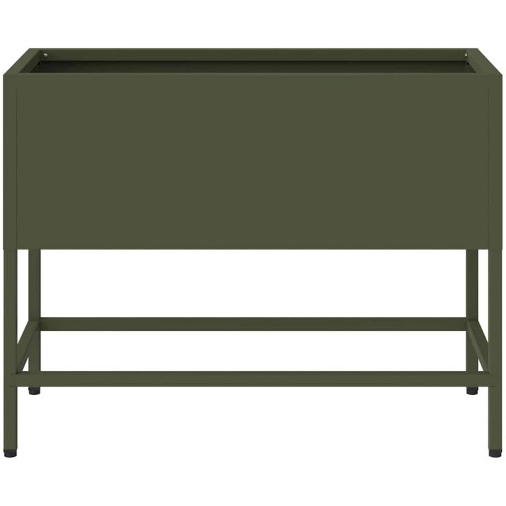 Upphöjd Trädgårdsplanterare Olivgrön Stål vidaXL 60 x 26 x 45 cm – bild 5