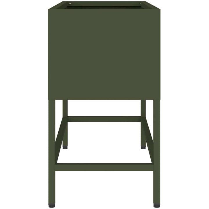 Upphöjd Trädgårdsplanterare Olivgrön Stål vidaXL 60 x 26 x 45 cm – bild 6