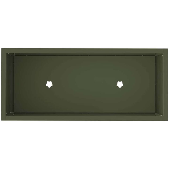 Upphöjd Trädgårdsplanterare Olivgrön Stål vidaXL 60 x 26 x 45 cm – bild 7