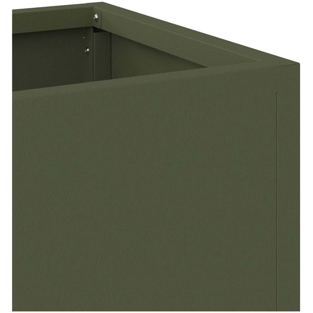 Upphöjd Trädgårdsplanterare Olivgrön Stål vidaXL 60 x 26 x 45 cm – bild 8
