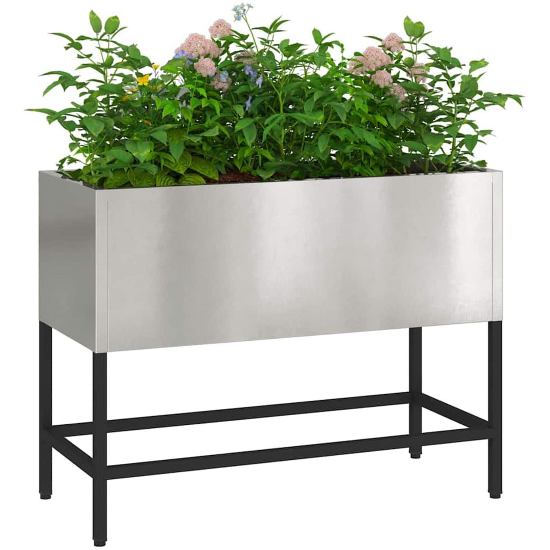 Upphöjd Trädgårdsplanterare Rostfritt Stål vidaXL 60 x 26 x 45 cm – bild 3