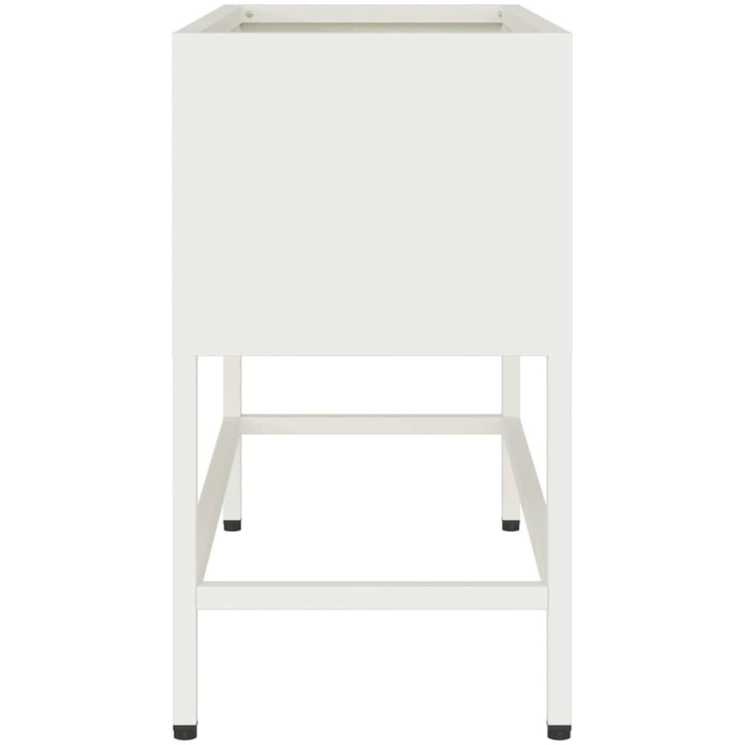 Upphöjd Trädgårdsplanterare Vit Stål vidaXL 60 x 26 x 45 cm – bild 6
