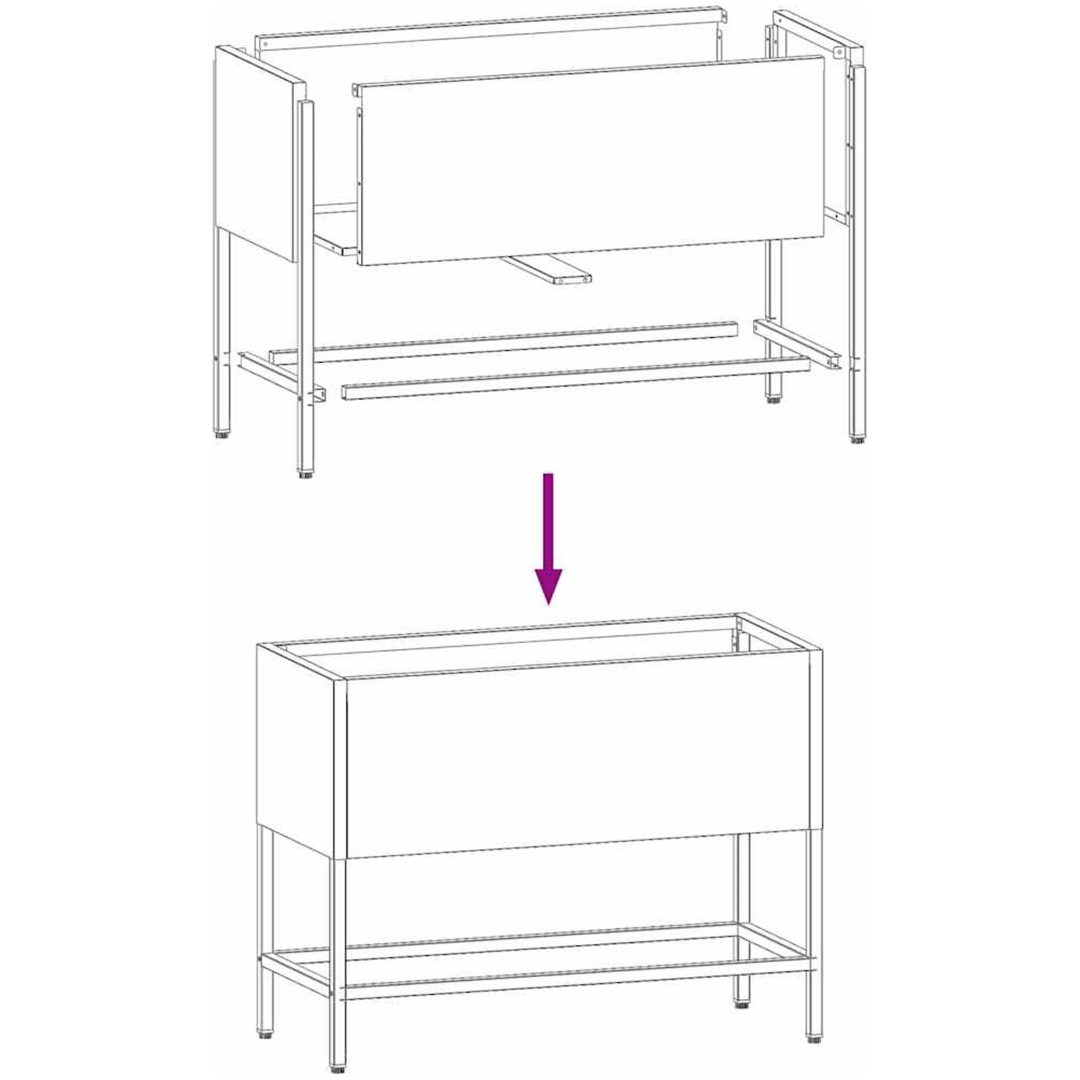 Upphöjd Trädgårdsplanterare Vit Stål vidaXL 60 x 26 x 45 cm – bild 10