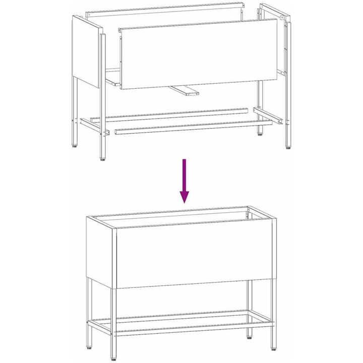 Upphöjd Trädgårdsplanterare Vit Stål vidaXL 60 x 26 x 45 cm – bild 10