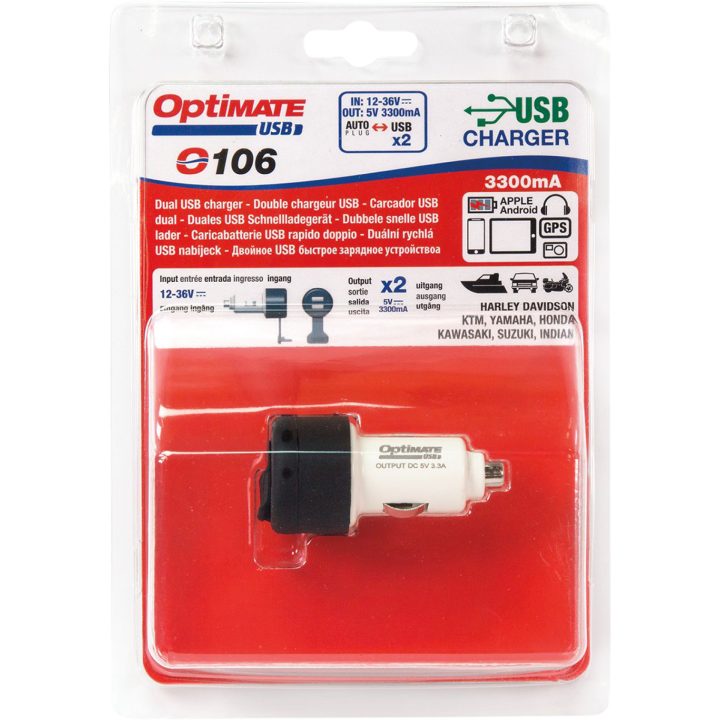 USB Fast Charge för cigguttag 2.1A TECMATE 2.1A singel 1a dual – bild 3