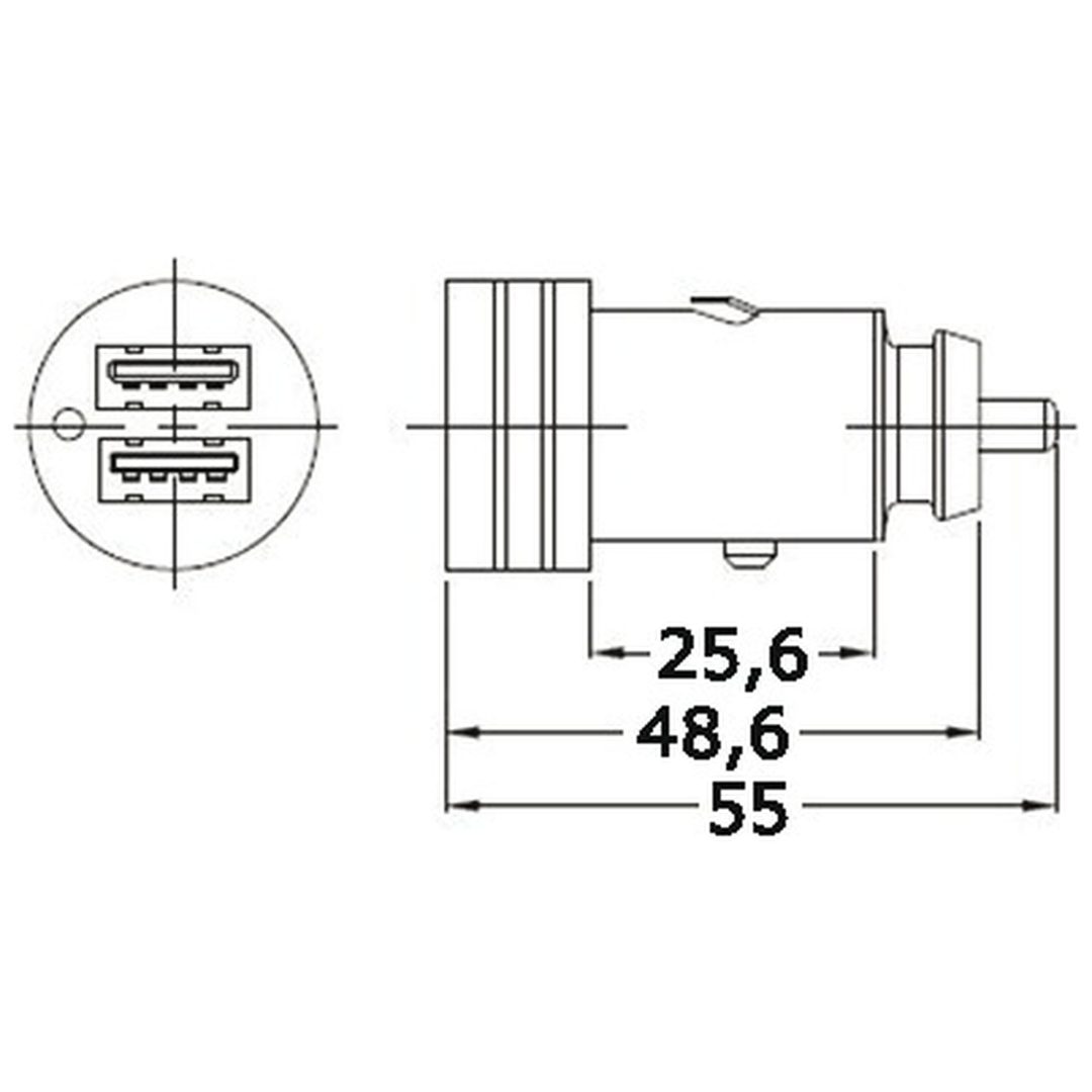 USB-uttag Dubbelt 12 24V Osculati – bild 2
