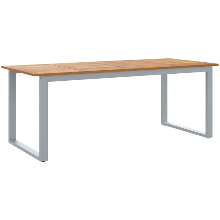 Ute Dining Bord Grå Stål & Massiv Akacia vidaXL 200 x 90 x 75 cm – bild 2