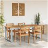 Ute Dining Bord Grå Stål & Massiv Akacia vidaXL 200 x 90 x 75 cm – miniatyr 4