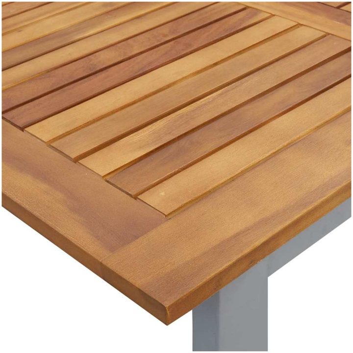 Ute Dining Bord Grå Stål & Massiv Akacia vidaXL 200 x 90 x 75 cm – bild 8