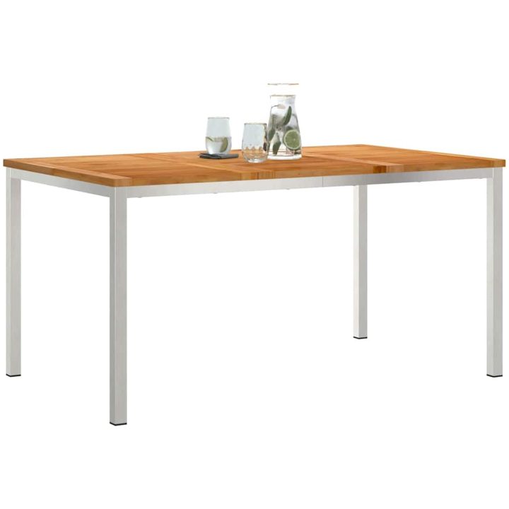 Ute Matsalsbord 150x90x75 cm Massivt Teakträ vidaXL 90 x 150 x 75 cm – bild 3