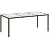 Utebord 190x90x75 cm härdat glas och konstrotting brun vidaXL – miniatyr 2