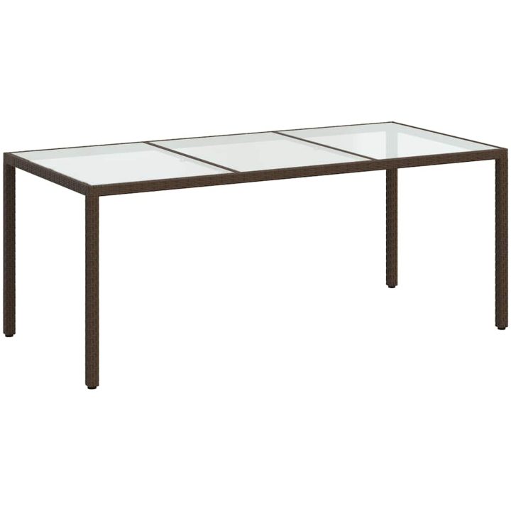 Utebord 190x90x75 cm härdat glas och konstrotting brun vidaXL – bild 2