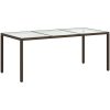 Utebord 190x90x75 cm härdat glas och konstrotting brun vidaXL – miniatyr 5