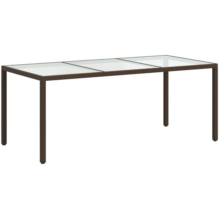 Utebord 190x90x75 cm härdat glas och konstrotting brun vidaXL – bild 5