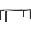 Utebord 190x90x75 cm härdat glas och konstrotting svart vidaXL – miniatyr 2