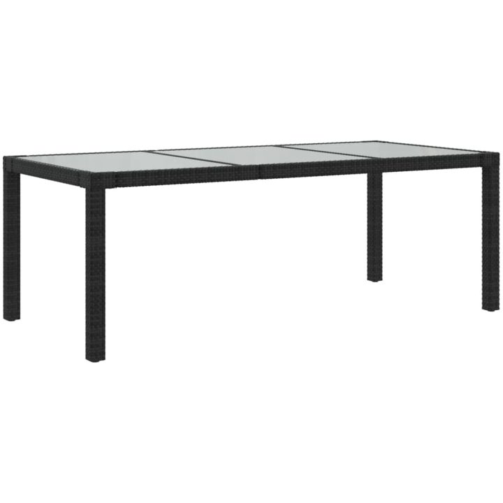 Utebord 190x90x75 cm härdat glas och konstrotting svart vidaXL – bild 2