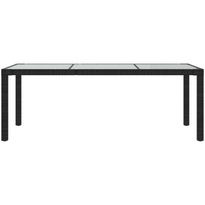 Utebord 190x90x75 cm härdat glas och konstrotting svart vidaXL – bild 3