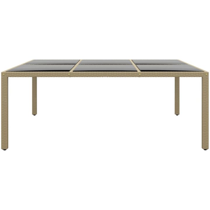 Utebord 200x150x75 cm härdat glas och konstrotting beige vidaXL – bild 2