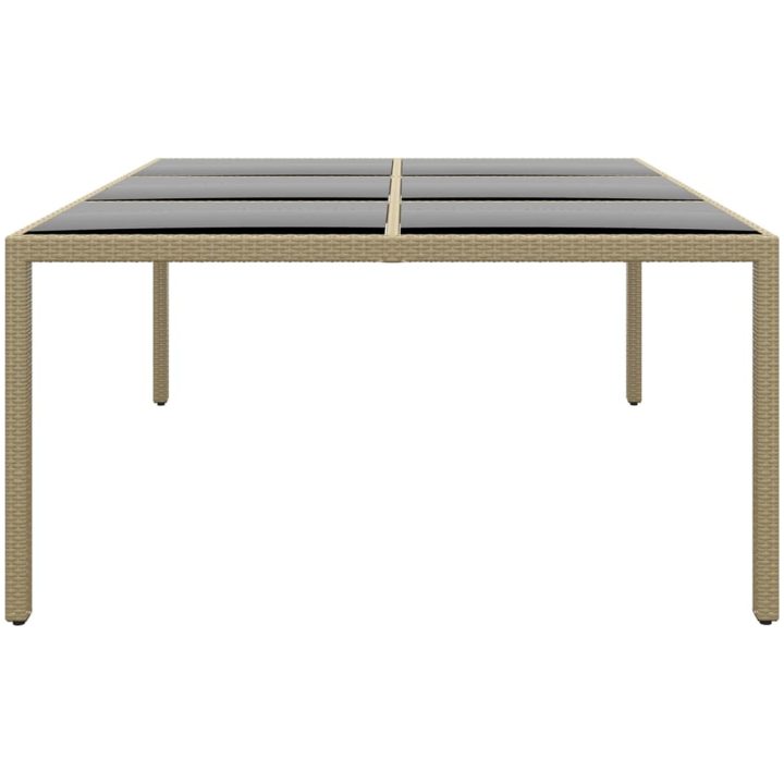 Utebord 200x150x75 cm härdat glas och konstrotting beige vidaXL – bild 3