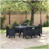 Utebord Antracit 150x100x73 cm Poly Rattan vidaXL Medium – miniatyr 1