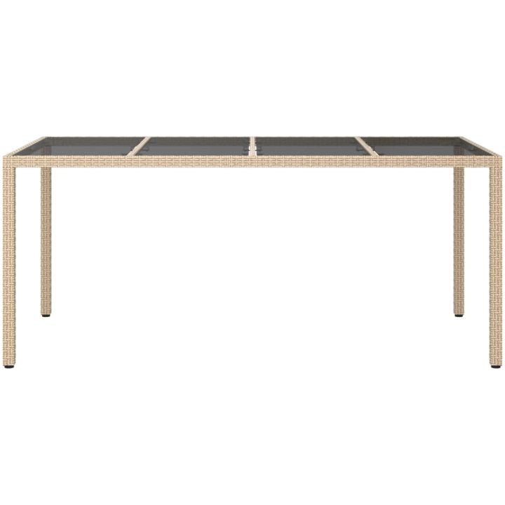 Utebord beige 190x90x75 cm härdat glas och konstrotting vidaXL – bild 3