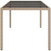 Utebord beige 190x90x75 cm härdat glas och konstrotting vidaXL – miniatyr 4