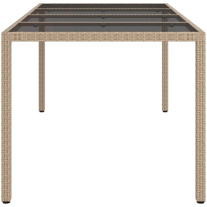 Utebord beige 190x90x75 cm härdat glas och konstrotting vidaXL – bild 4