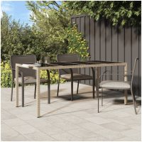 Utebord beige 190x90x75 cm härdat glas och konstrotting vidaXL