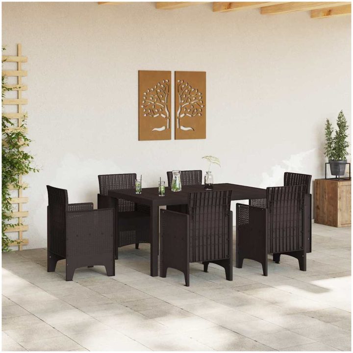 Utebord Brun 150x100x73 cm Poly Rattan vidaXL Stor – bild 3