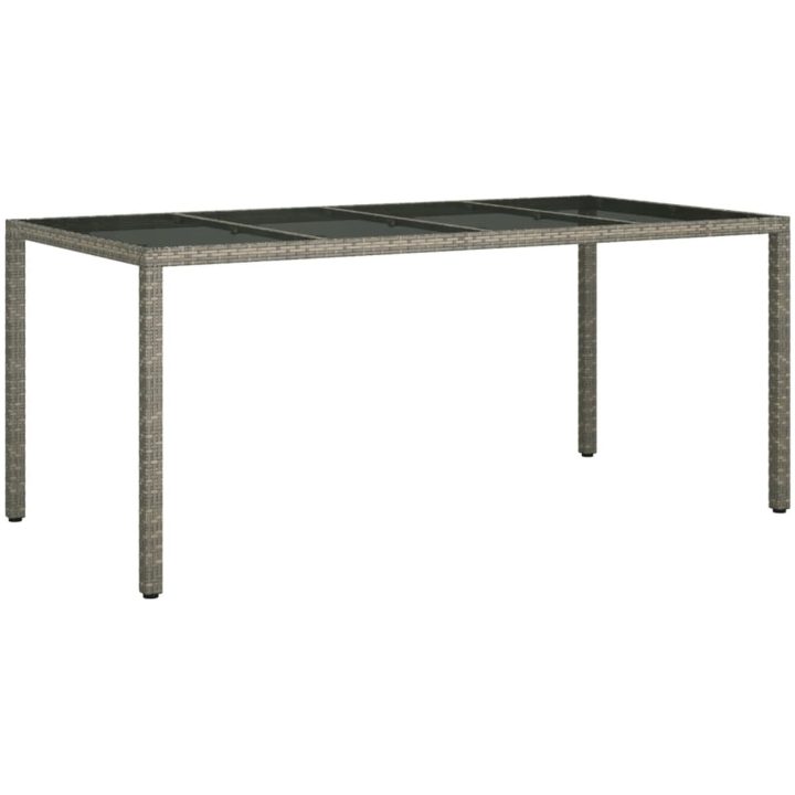 Utebord grå 190x90x75 cm härdat glas och konstrotting vidaXL – bild 2