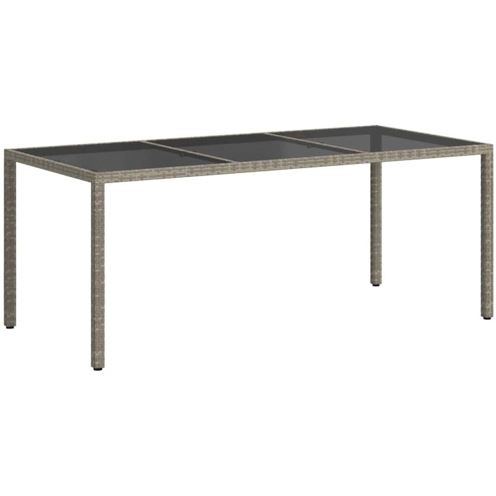 Utebord grå 190x90x75 cm härdat glas och konstrotting vidaXL – bild 5